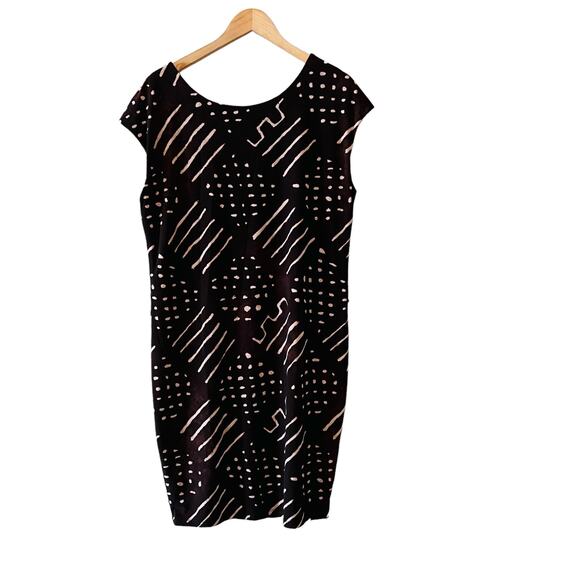 Lauren Ralph Lauren Brown Printd Cap Sleeve Dress Size Large - Picture 2 of 9